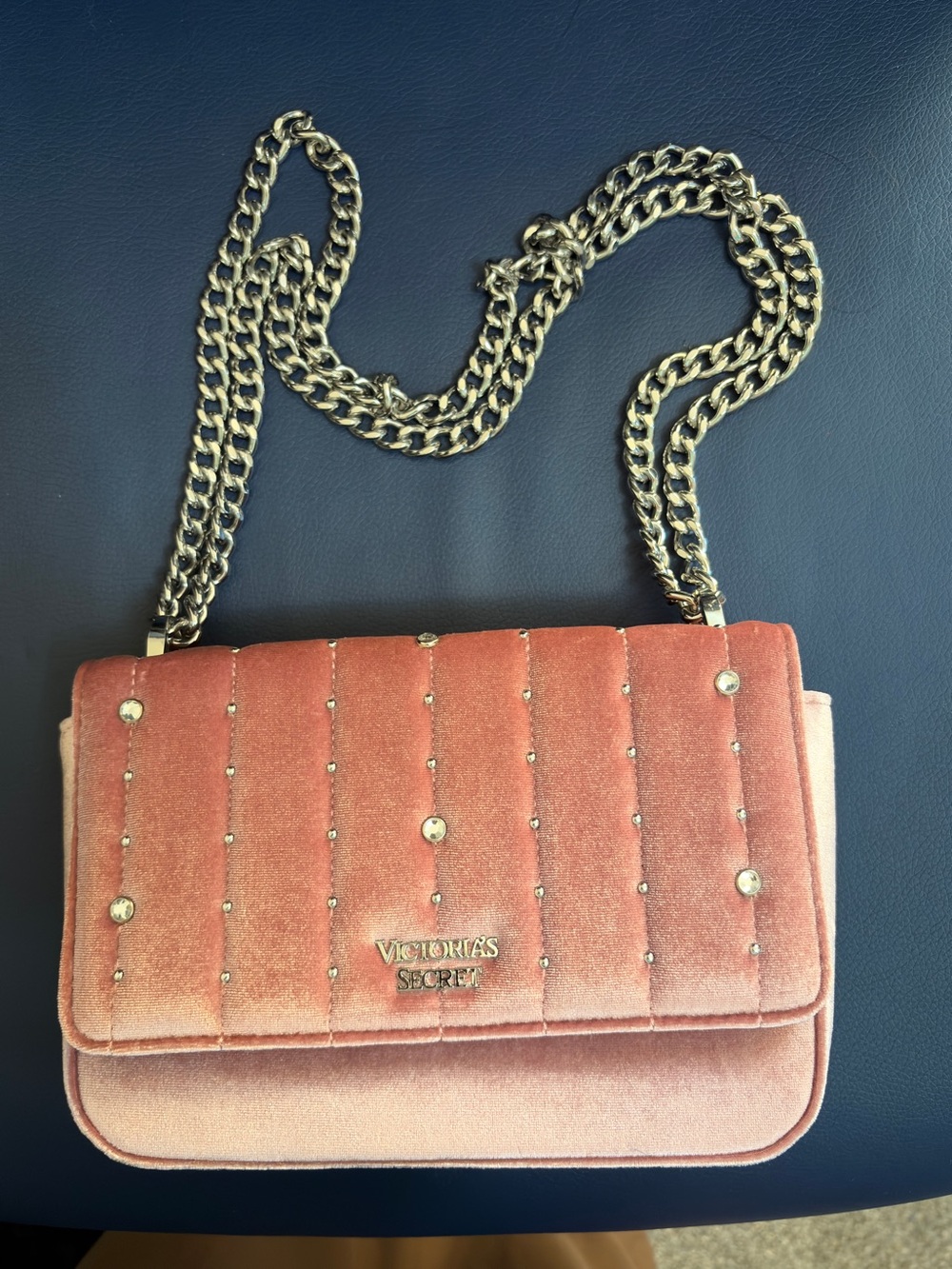 Victoria's Secret Pink Velvet Chain Crossbody Bag
